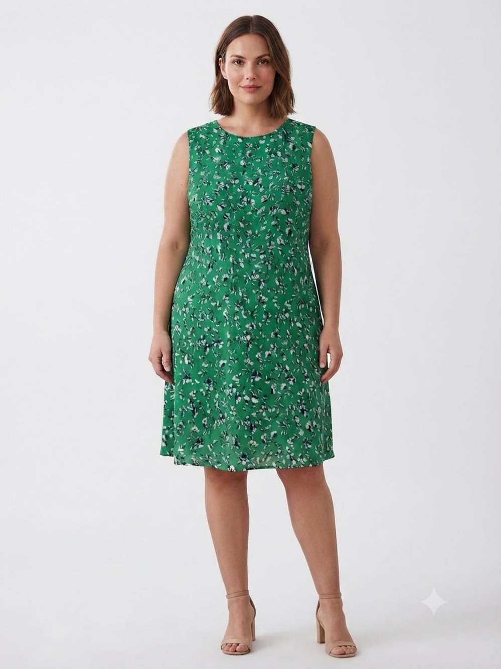 Lauren Ralph Lauren Green Floral Sleeveless Lined Dress Plus Size 22W Shift